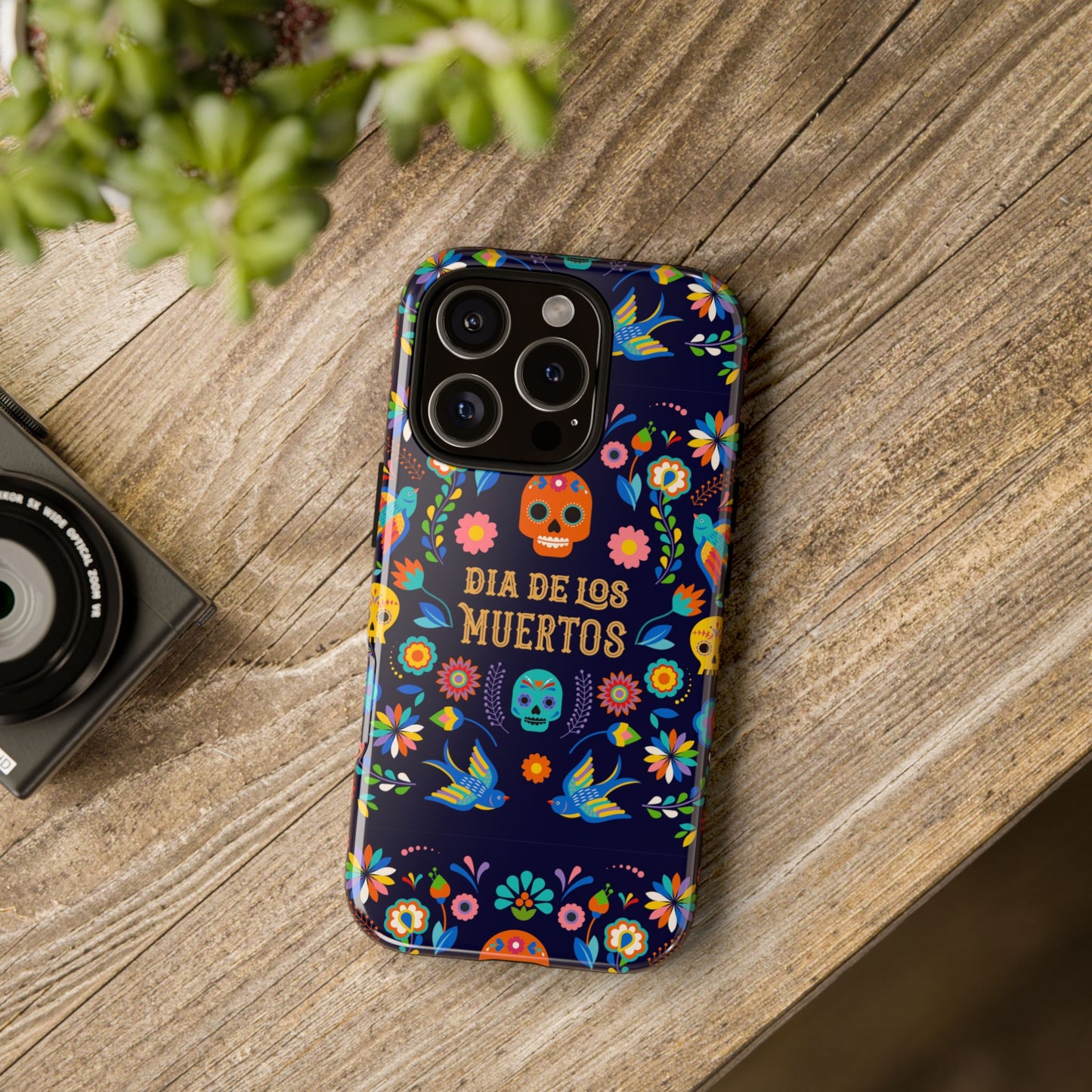 Colorful Dia de los Muertos Phone Case, Skull Design, Floral Phone Cover, Sugar Skull Accessories, Day of the Dead Gift