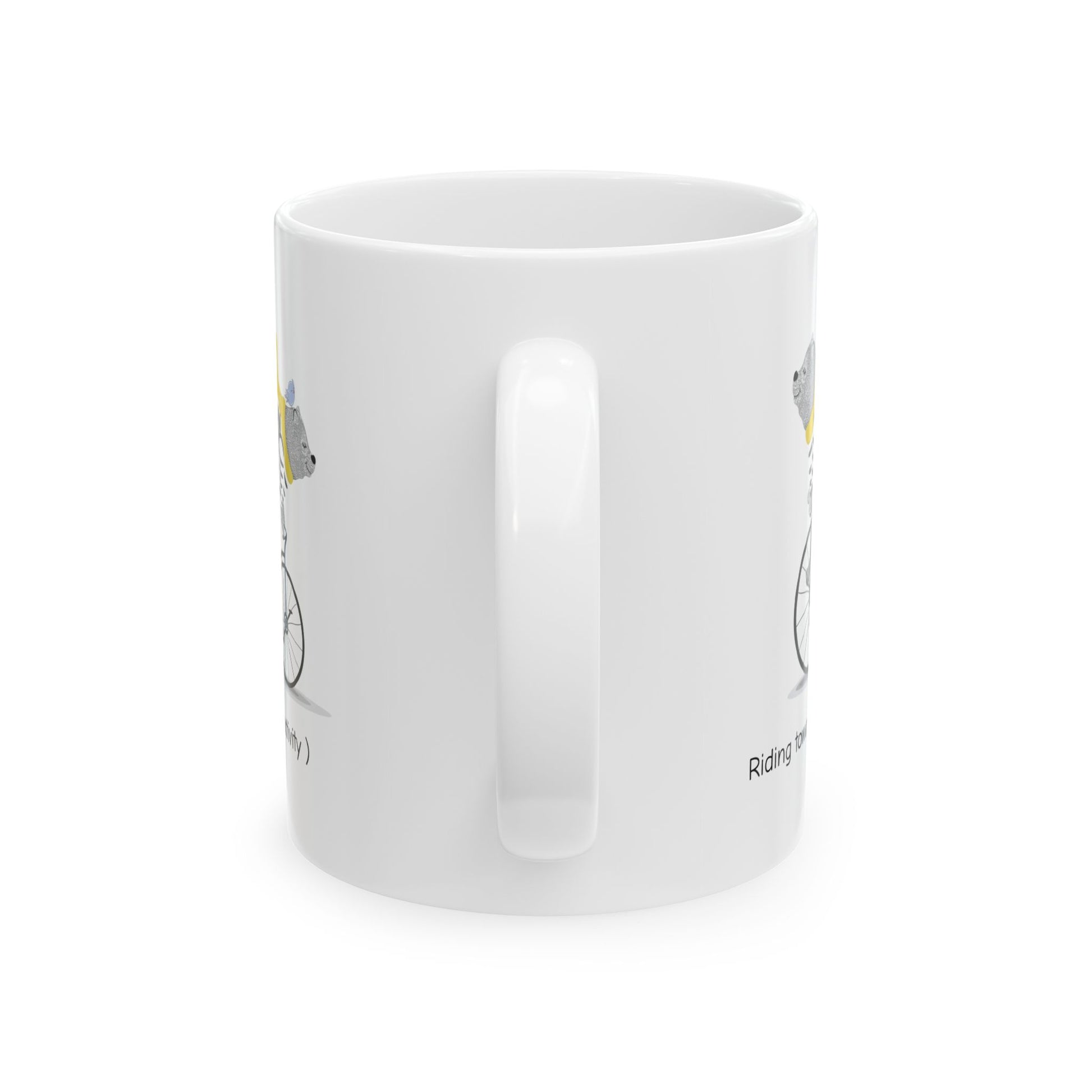 Whimsical Cat Riding a Bicycle Ceramic Mug - Perfect Gift for Cat Lovers, Coffee Lovers, Pet Owners, Birthdays, Holidays - MaisonThreadory