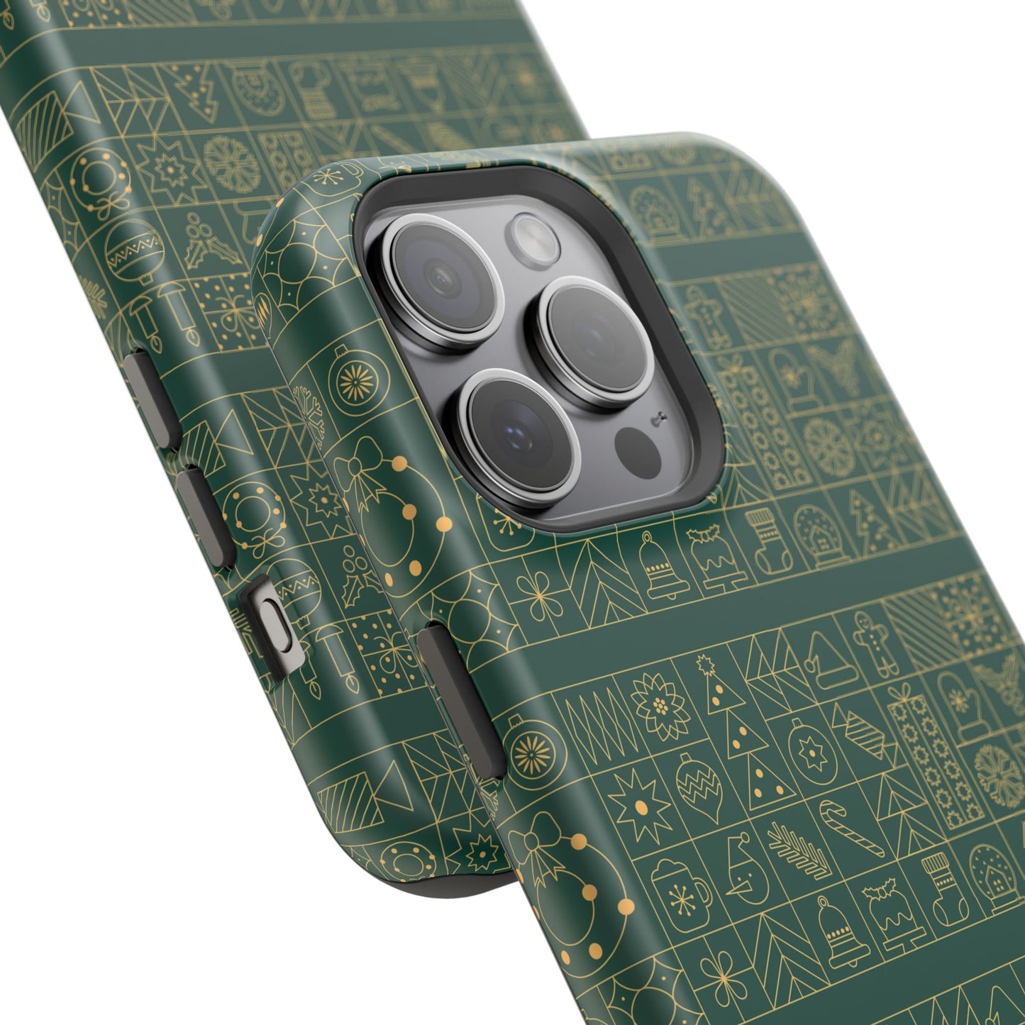 Magnetic Impact-Resistant Phone Case — Dark Green Geometric Pattern