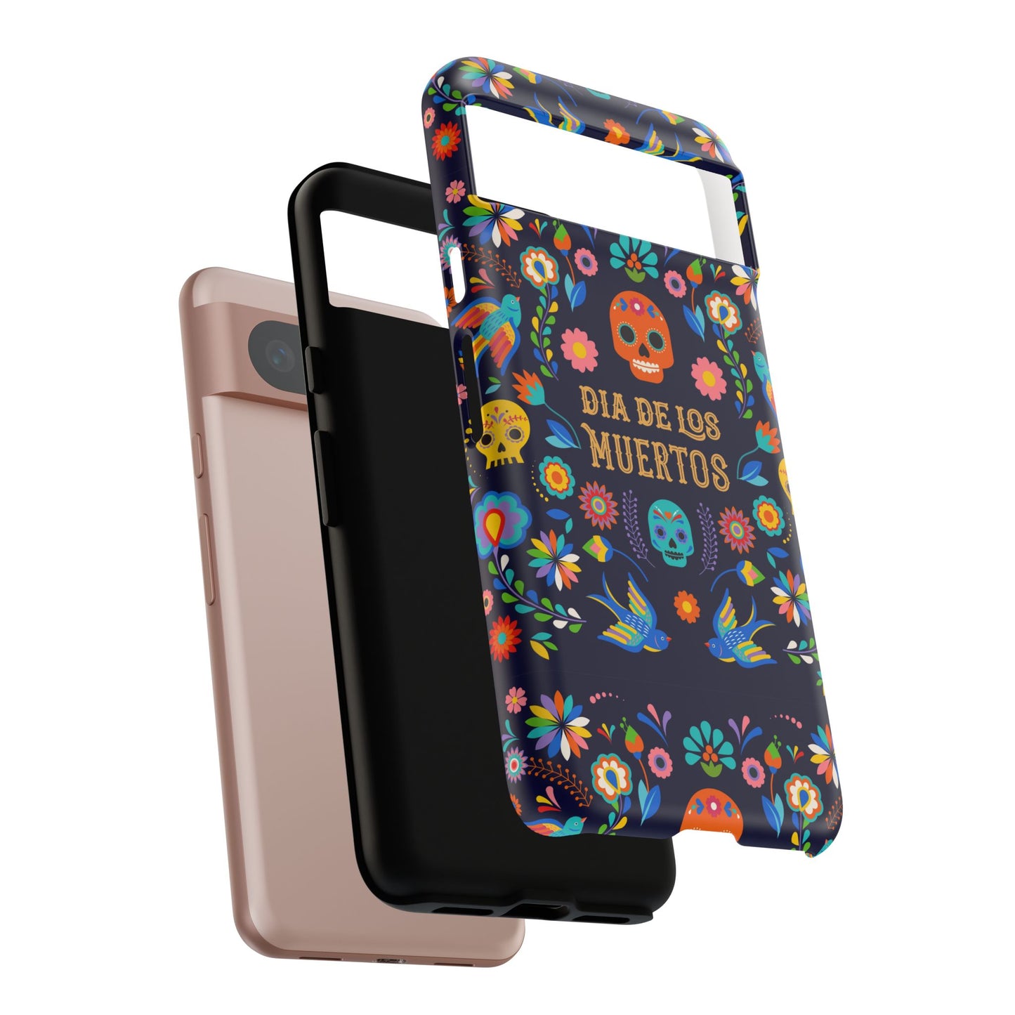 Colorful Dia de los Muertos Phone Case, Skull Design, Floral Phone Cover, Sugar Skull Accessories, Day of the Dead Gift