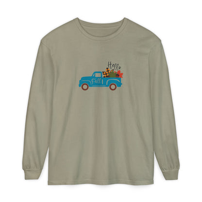 Hello Fall Long Sleeve T-Shirt, Unisex Seasonal Tee, Cozy Autumn Apparel, Thanksgiving Gift, Cute Outdoor Shirt - MaisonThreadory