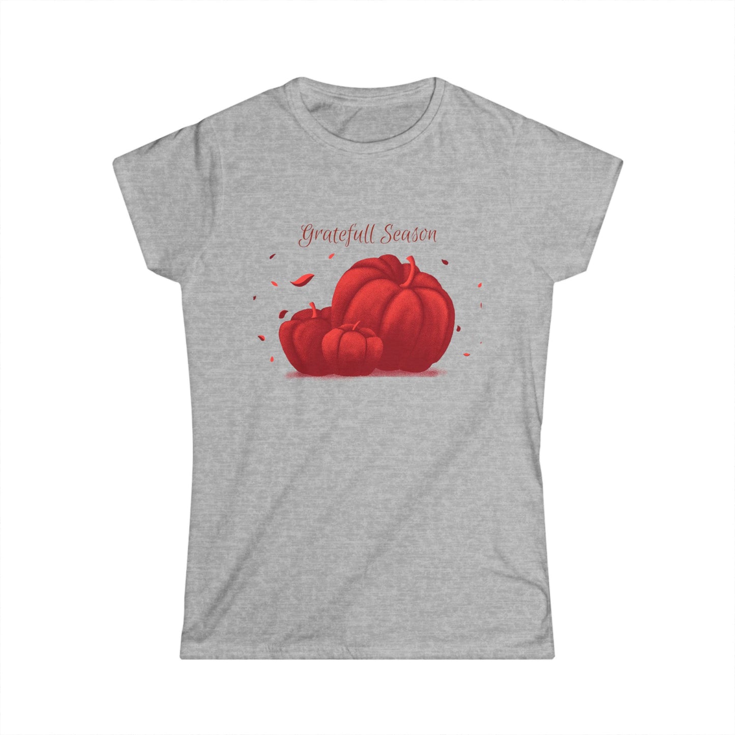 Thankful Season Women's Softstyle Tee, Fall T-Shirt, Thanksgiving Apparel, Pumpkin Graphic Tee, Autumn Outfit - MaisonThreadory