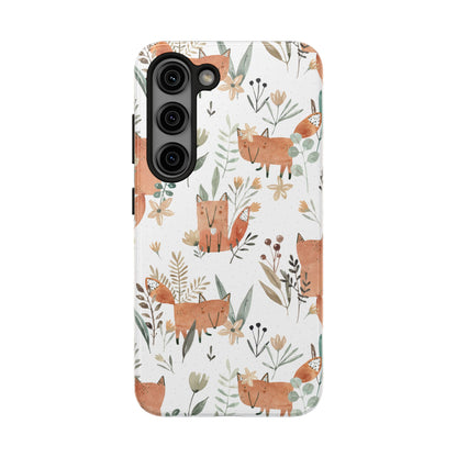 Floral Fox Phone Case, Tough Phone Cases for Nature Lovers, Cute Animal Phone Cover, Gift for Friends, Wildflower Design