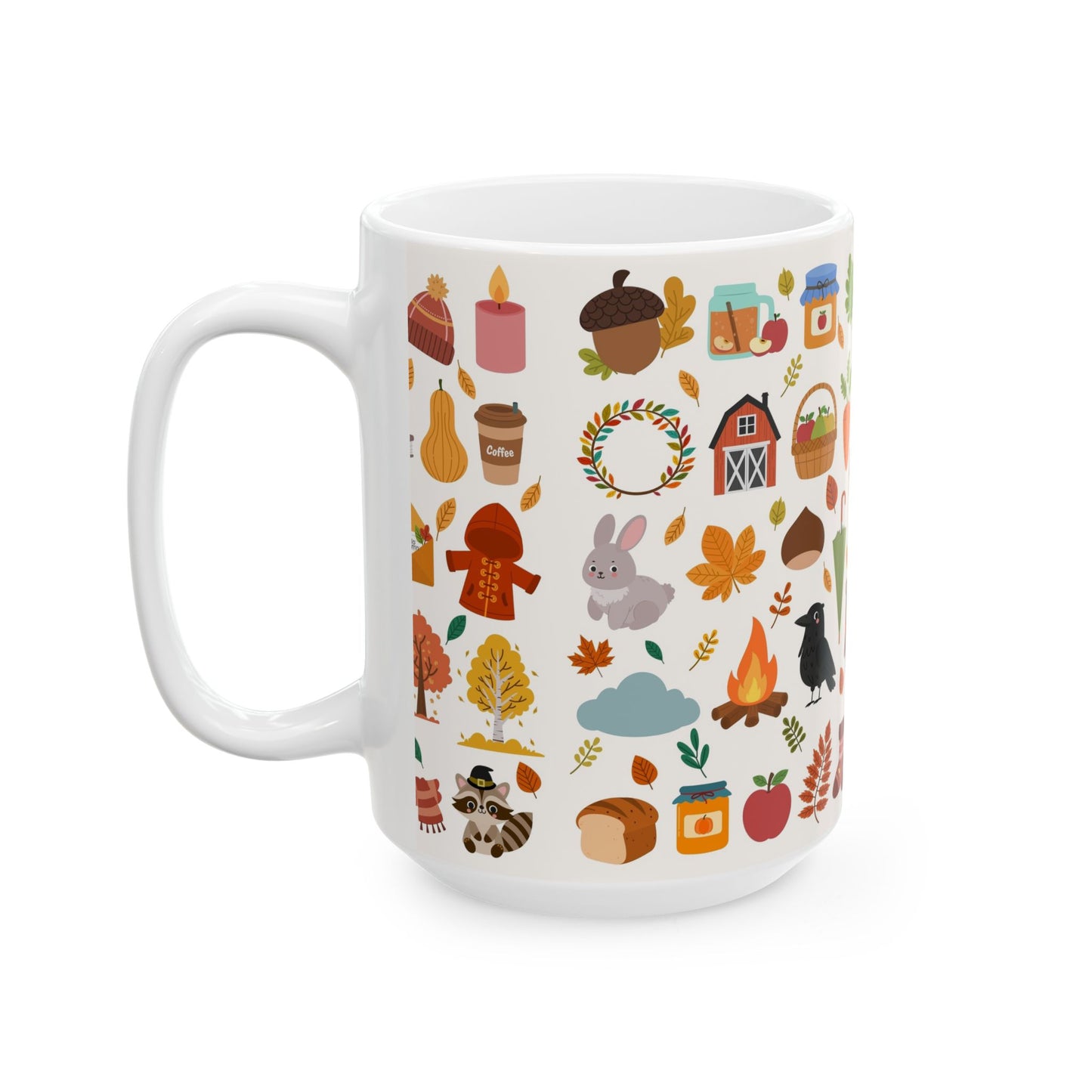 Autumn Harvest Ceramic Mug - Hello Fall Design, Cozy Kitchen Decor, Seasonal Gift, Cute Drinkware for Autumn Lovers, Perfect for [...] - MaisonThreadory