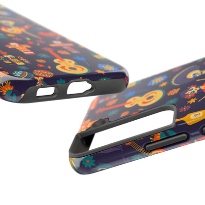 Colorful Dia de los Muertos Phone Case, Tough Case for Halloween, Gift for Music Lovers, Floral Phone Cover, Sugar Skull Art