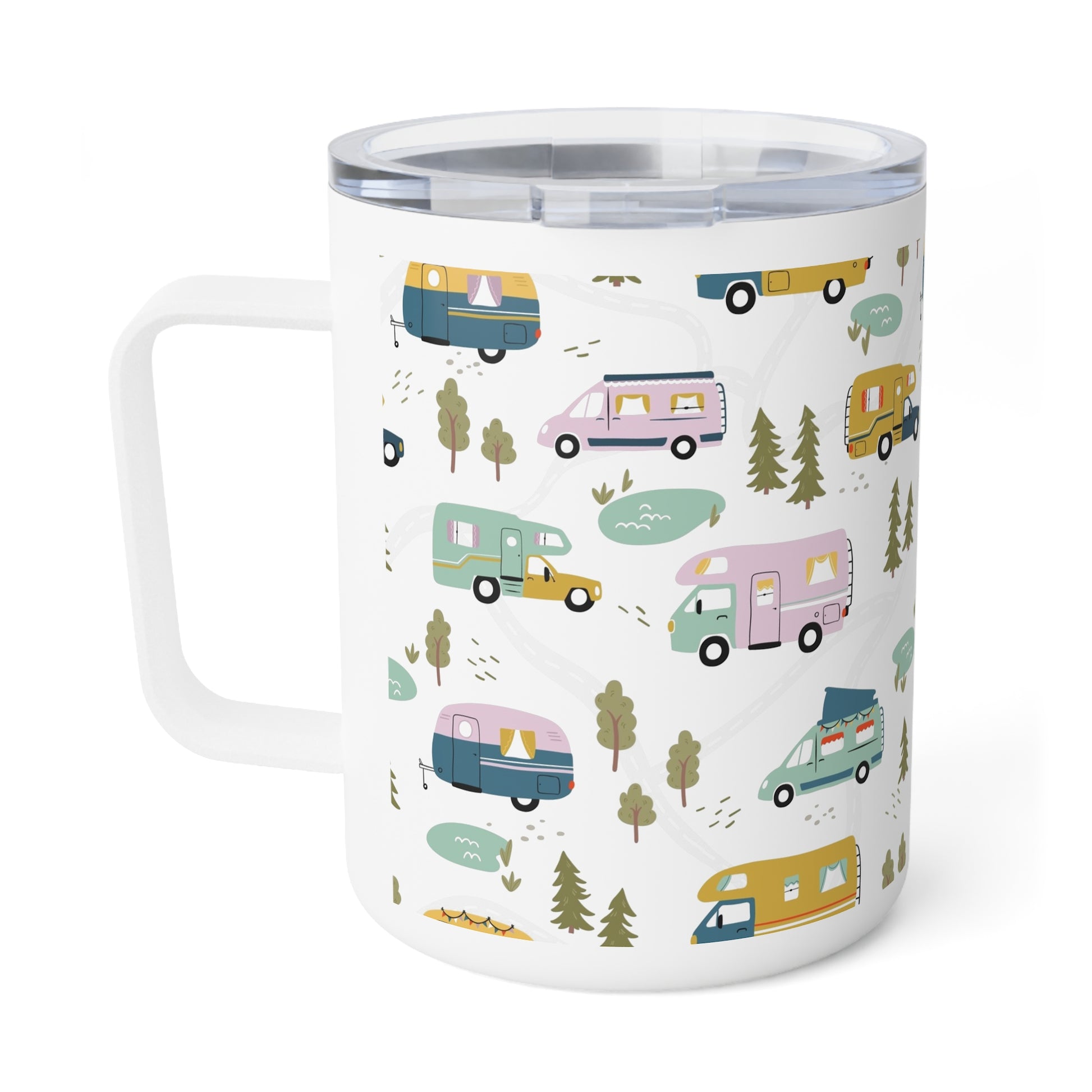 Adventure Awaits Insulated Coffee Mug, Travel Mug, Camper Coffee Cup, Road Trip Gift, Nature Lover's Mug - MaisonThreadory