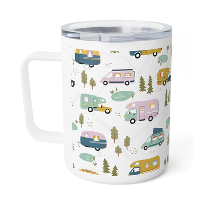 Adventure Awaits Insulated Coffee Mug, Travel Mug, Camper Coffee Cup, Road Trip Gift, Nature Lover's Mug - MaisonThreadory