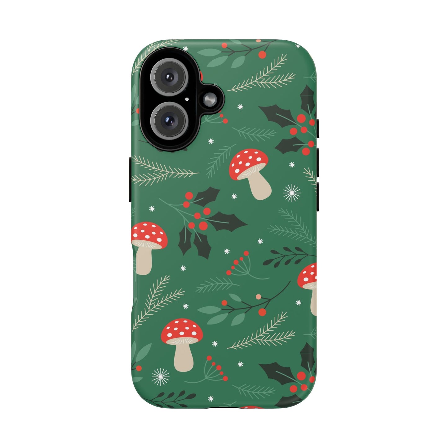 Festive Mushroom Phone Case, Colorful Holiday Case, Christmas Gift, Winter Vibes, Eco-Friendly Phone Cover