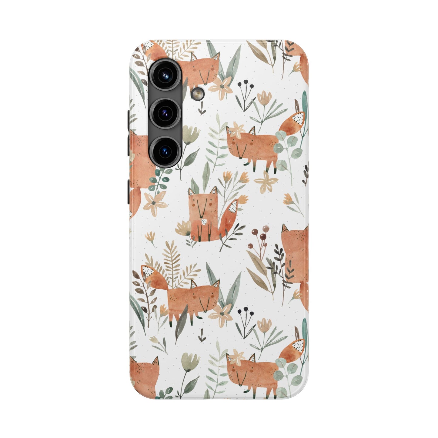 Floral Fox Phone Case, Tough Phone Cases for Nature Lovers, Cute Animal Phone Cover, Gift for Friends, Wildflower Design