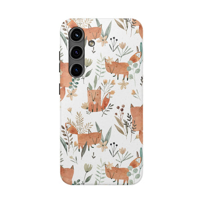 Floral Fox Phone Case, Tough Phone Cases for Nature Lovers, Cute Animal Phone Cover, Gift for Friends, Wildflower Design
