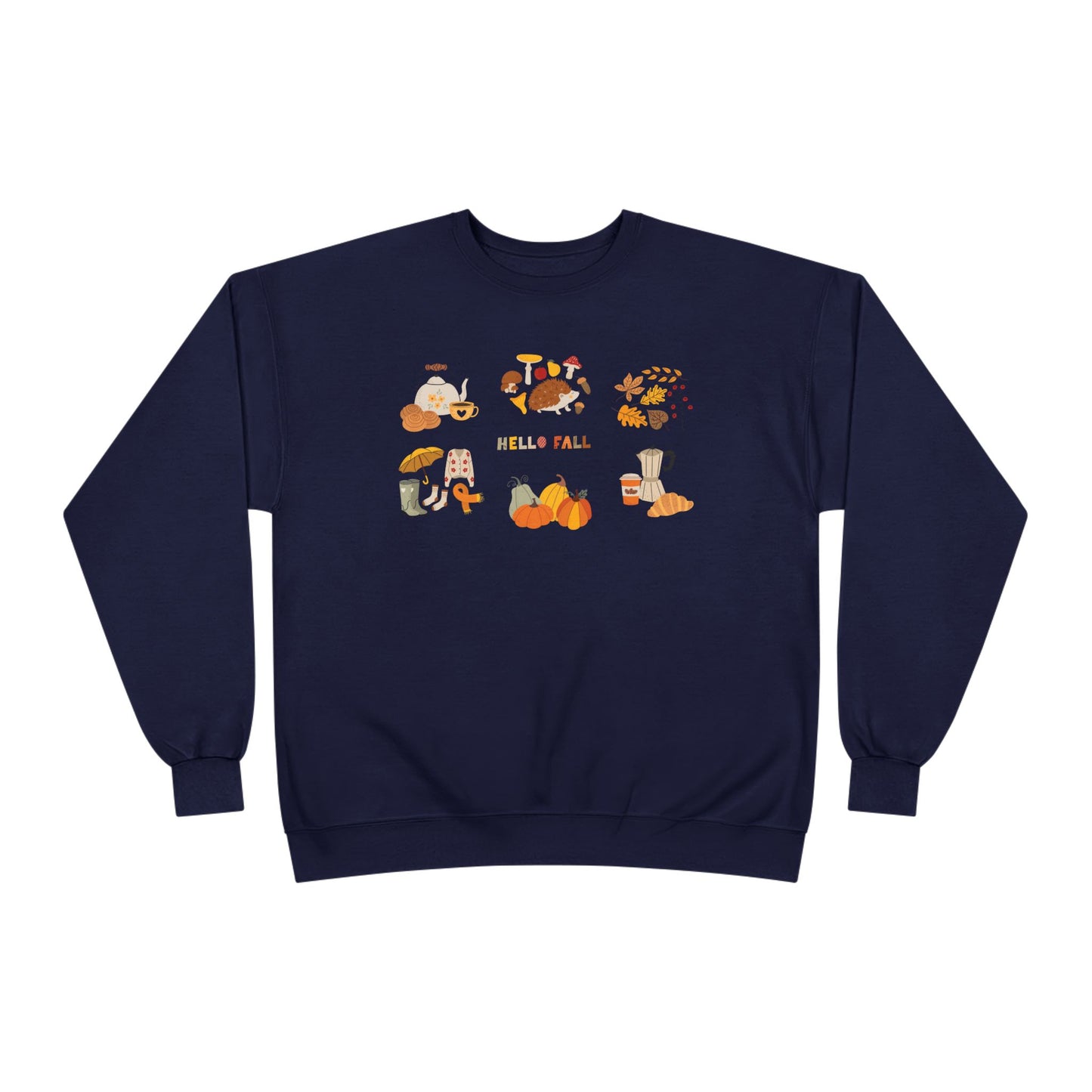 Cozy Fall Sweatshirt - Hello Fall Design, Unisex Fall Apparel, Eco-Friendly Sweater, Perfect for Autumn Celebrations, Gift for Nature Lovers - MaisonThreadory