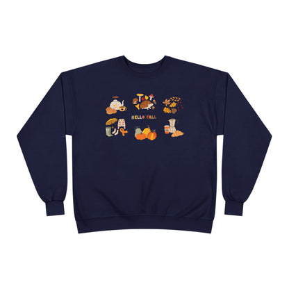 Cozy Fall Sweatshirt - Hello Fall Design, Unisex Fall Apparel, Eco-Friendly Sweater, Perfect for Autumn Celebrations, Gift for Nature Lovers - MaisonThreadory