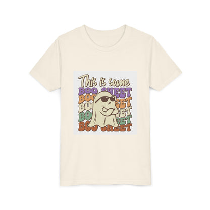 Youth Short Sleeve Tee with Fun Boo Sheet Design, Cool Summer Top, Humorous Kids Apparel, Gift for Halloween, Casual Wear, Playful T-Shirt - MaisonThreadory