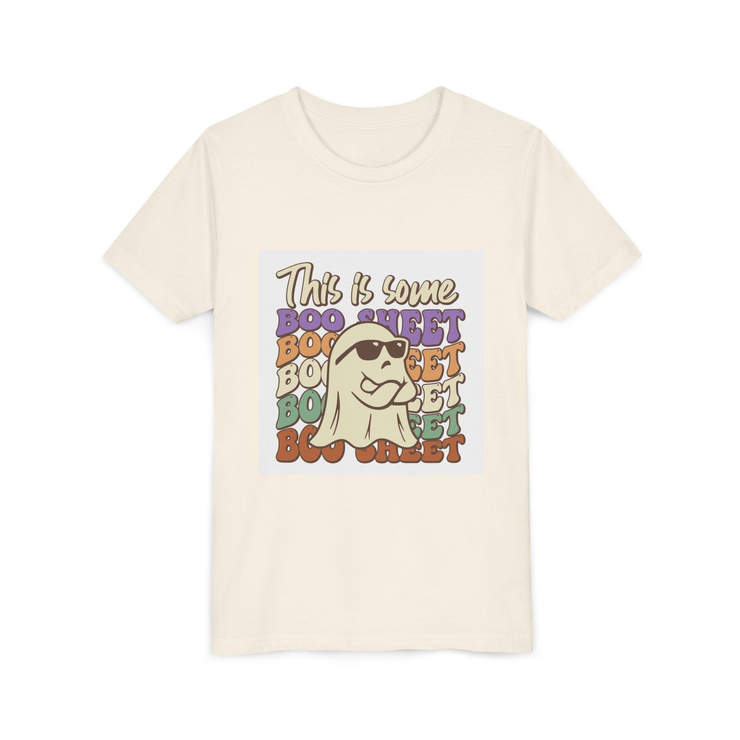 Youth Short Sleeve Tee with Fun Boo Sheet Design, Cool Summer Top, Humorous Kids Apparel, Gift for Halloween, Casual Wear, Playful T-Shirt - MaisonThreadory