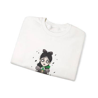 Dark Fairy Illustration Crewneck Sweatshirt, Cozy Streetwear, Unisex Gift, Fall Fashion, Halloween Apparel, Everyday Wear - MaisonThreadory