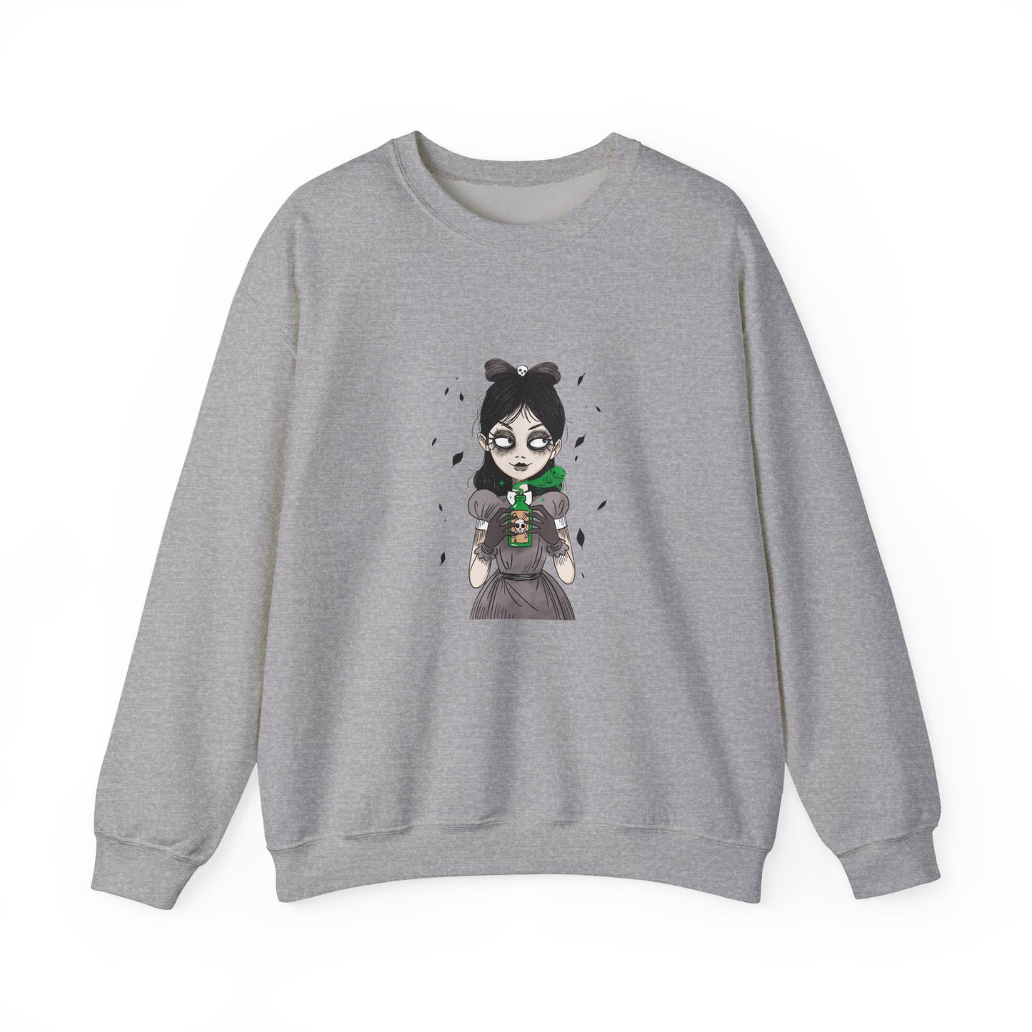 Dark Fairy Illustration Crewneck Sweatshirt, Cozy Streetwear, Unisex Gift, Fall Fashion, Halloween Apparel, Everyday Wear - MaisonThreadory
