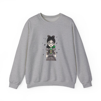 Dark Fairy Illustration Crewneck Sweatshirt, Cozy Streetwear, Unisex Gift, Fall Fashion, Halloween Apparel, Everyday Wear - MaisonThreadory