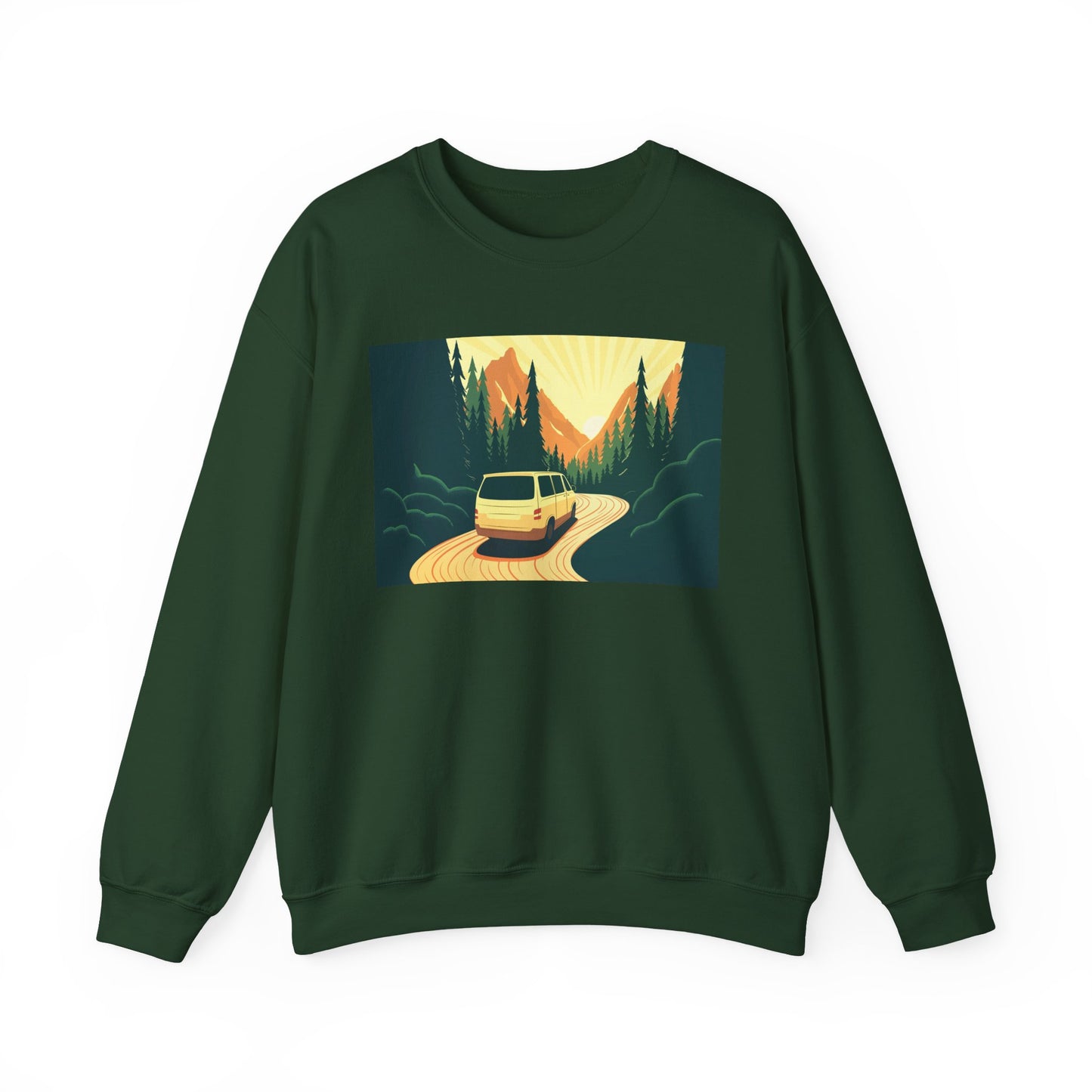 Nature Road Trip Crewneck Sweatshirt - Vintage Van Design, Unisex Pullover, Adventure Apparel, Great Outdoors Gift, Fall Fashion - MaisonThreadory