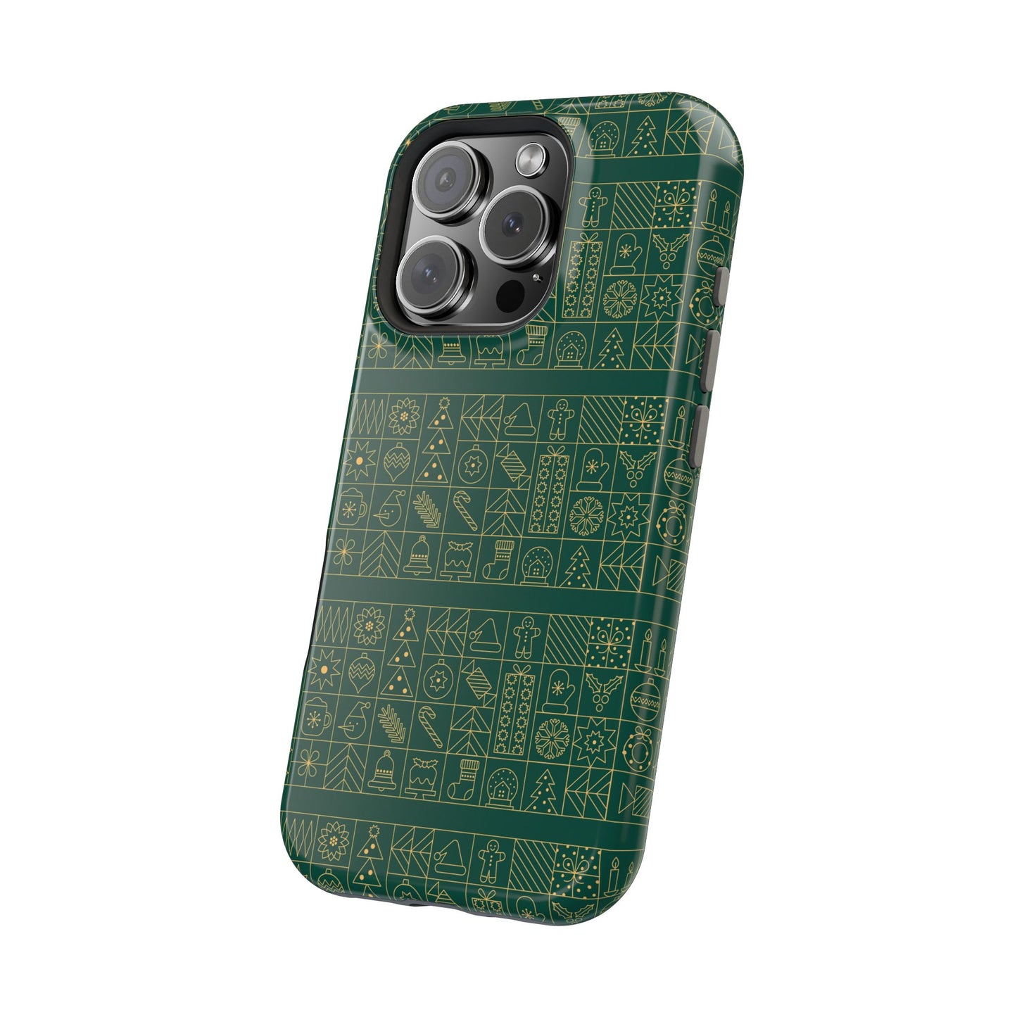 Magnetic Impact-Resistant Phone Case — Dark Green Geometric Pattern