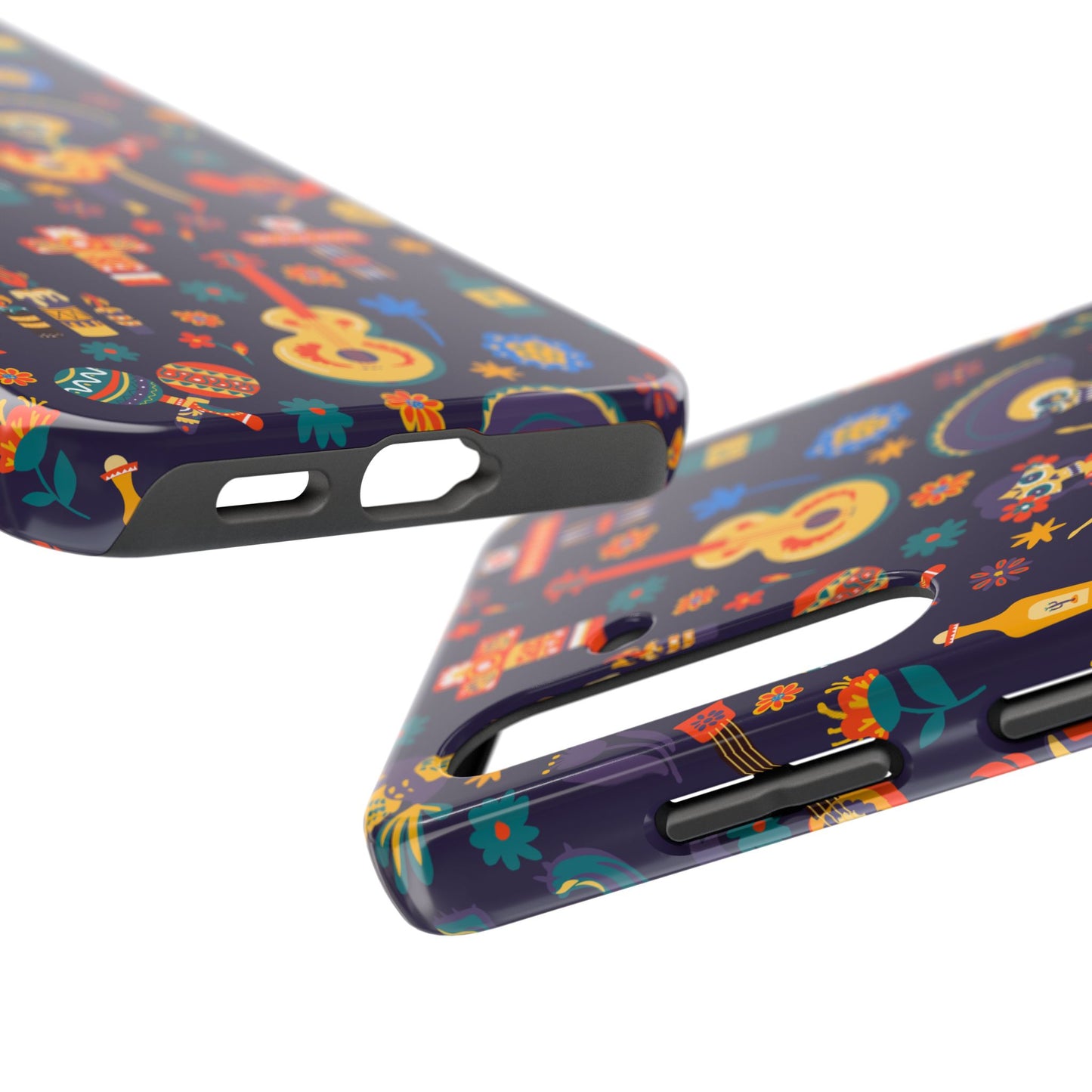 Colorful Dia de los Muertos Phone Case, Tough Case for Halloween, Gift for Music Lovers, Floral Phone Cover, Sugar Skull Art
