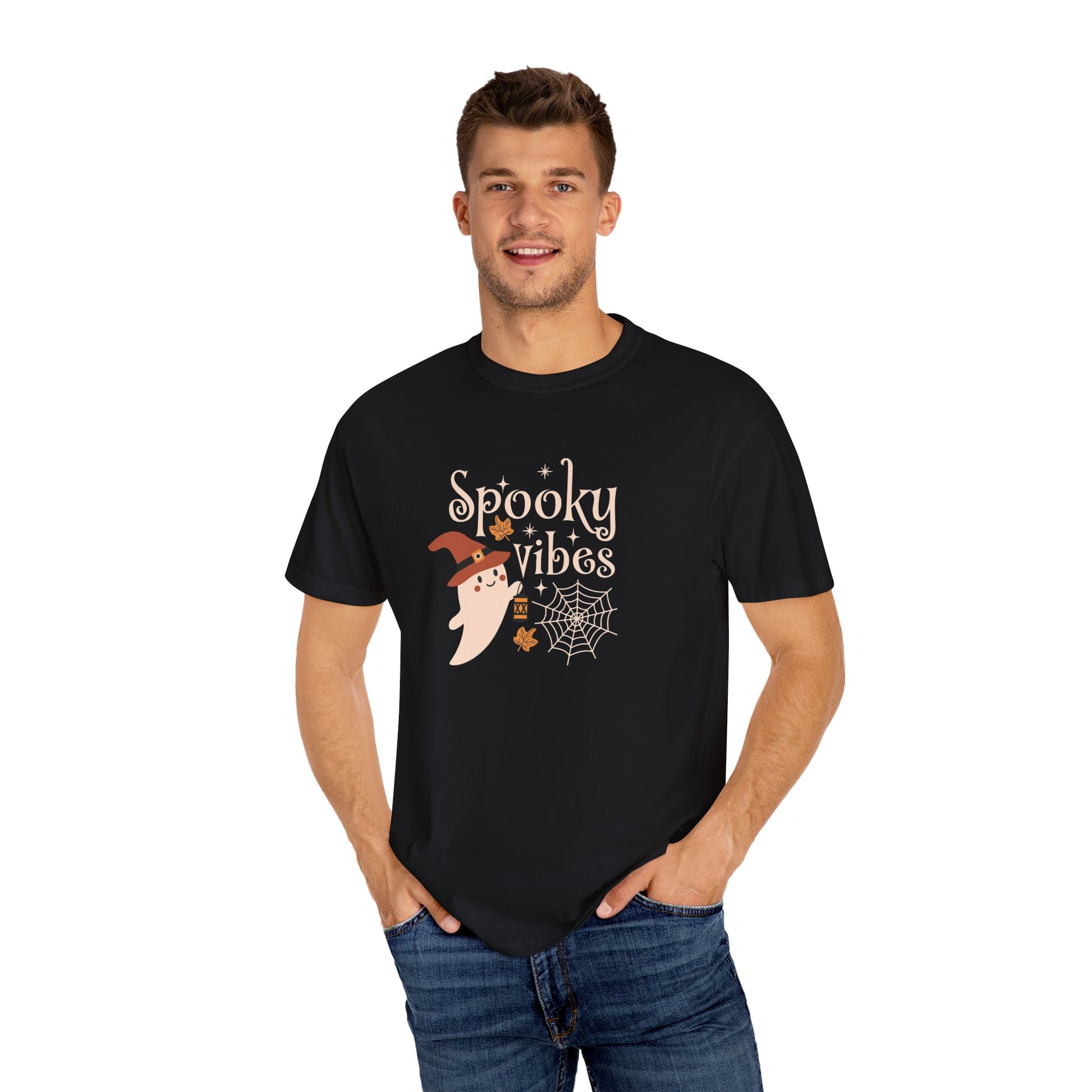 Spooky Ghost T-Shirt, Halloween Apparel, Unisex Tee, Fall Fashion, Cute Ghost Design, Perfect for Autumn Celebrations - MaisonThreadory