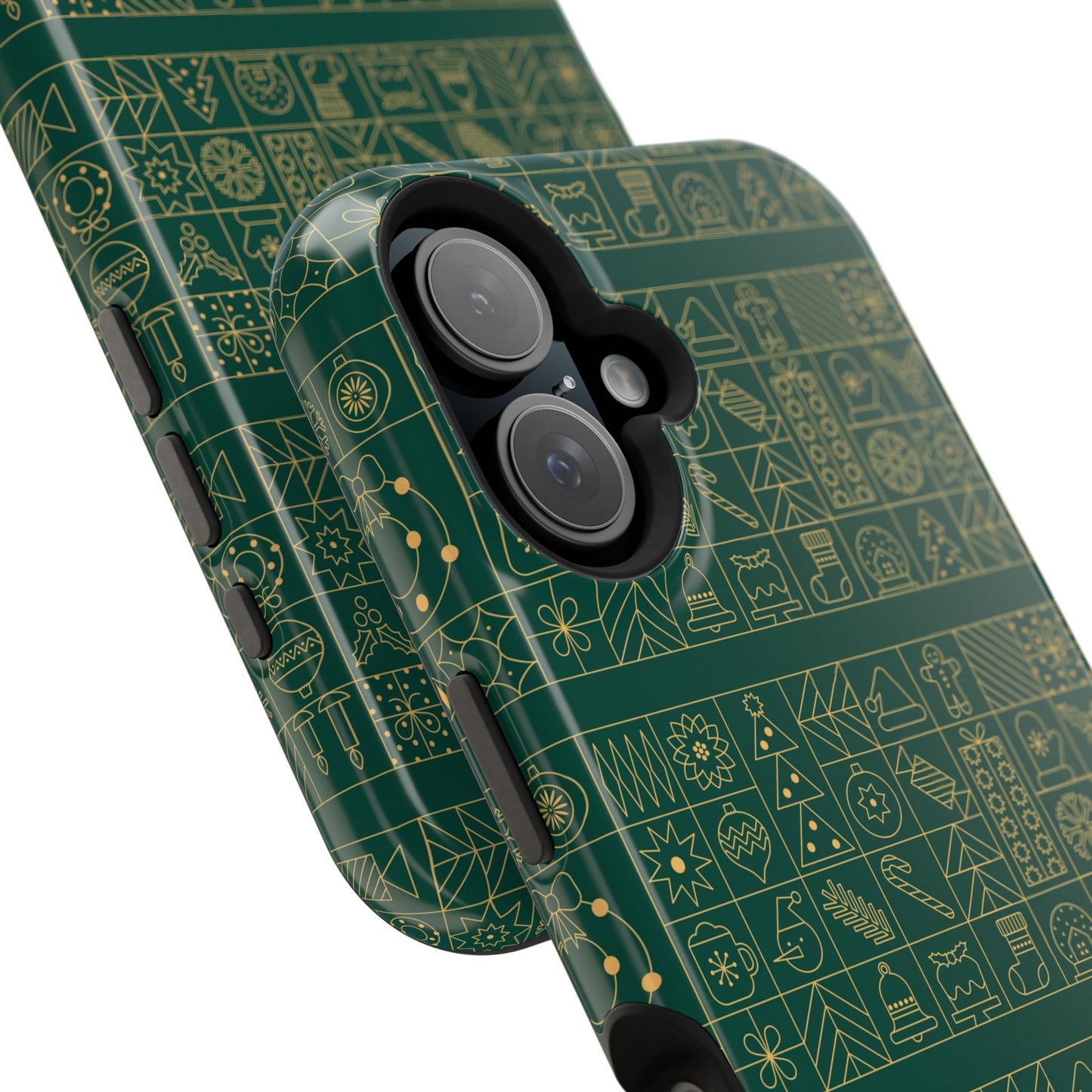 Magnetic Impact-Resistant Phone Case — Dark Green Geometric Pattern