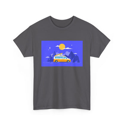 Vintage Van Adventure Tee, Unisex Heavy Cotton Tee, Summer Road Trip Shirt, Camping T-Shirt, Travel Gift, Outdoor Enthusiasts - MaisonThreadory