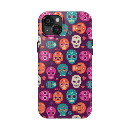 Colorful Skull Phone Case, Tough Cases for Halloween, Unique Phone Cover, Day of the Dead, Fun and Durable Accessories
