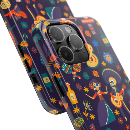 Colorful Dia de los Muertos Phone Case, Tough Case for Halloween, Gift for Music Lovers, Floral Phone Cover, Sugar Skull Art