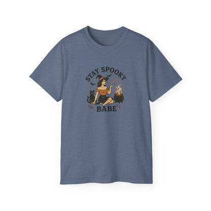 Spooky Halloween Unisex Tee, Stay Spooky Babe Shirt, Plus Size Halloween T-Shirt, Cute Witch Tee, Fall Festive Apparel