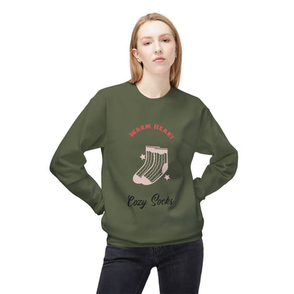 Warm Heart Cozy Socks Sweatshirt | Unisex Fleece Crewneck for Gift, Comfort Wear, Cozy Apparel, Holiday Wardrobe, Lounge Wear - MaisonThreadory