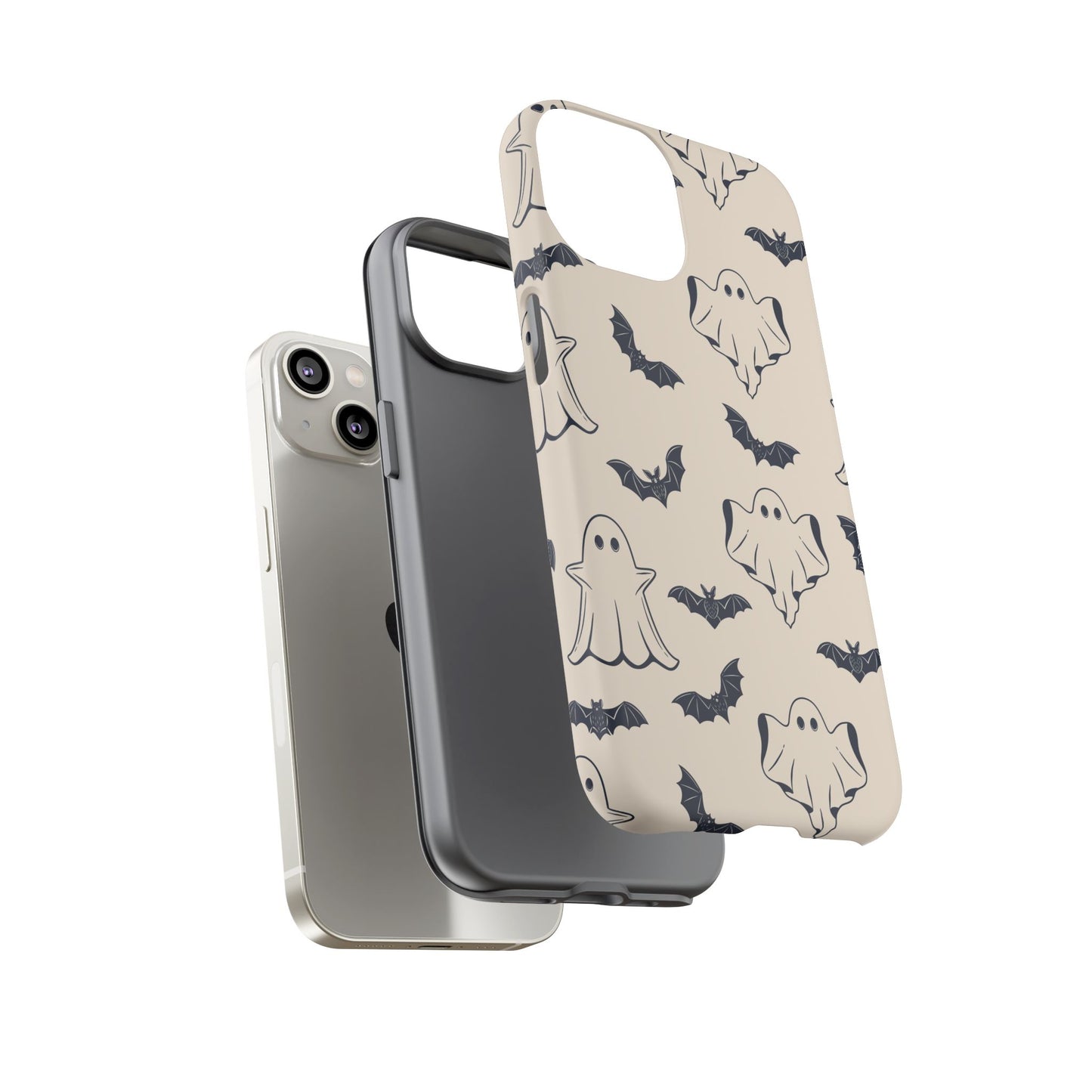 Halloween Phone Case, Ghosts and Bats, Cute Phone Cover, Spooky Accessories, Fall Decor, Gifts for Her, Halloween Party - MaisonThreadory