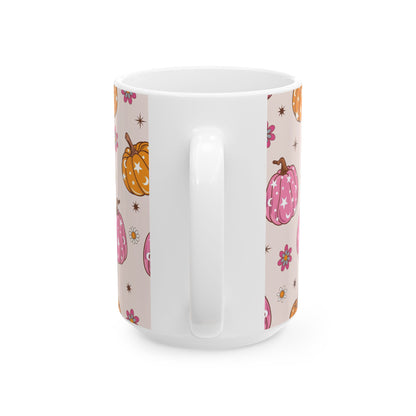 Cute Pumpkin Pattern Ceramic Mug - Fall Coffee/Tea Cup, Halloween Decor, Pumpkin Lover Gift, Autumn Celebration Mug, Harvest Season [...] - MaisonThreadory