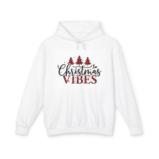 Unisex Lightweight Hooded Sweatshirt - Christmas Vibes, Holiday Hoodie, Festive Wear, Cozy Gift, Winter Apparel, Seasonal Sweatshirt - MaisonThreadory