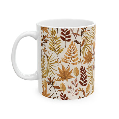 Autumn Leaves Ceramic Mug, Cozy Coffee Cup, Fall Decor, Nature Lover Gift, Teacup for Tea Lovers, Seasonal Drinkware - MaisonThreadory