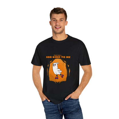 Playful Message T-Shirt: Boo Kind To Me, Funny Graphic Tee, Unisex Cotton Top, Casual Wear, Gift for Friends - MaisonThreadory