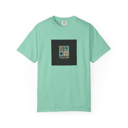 Coastline T-Shirt, Unisex Garment-Dyed Tee, Casual Summer Wear, Coastal Vibes, Beach Day Apparel, Vacation Essential - MaisonThreadory