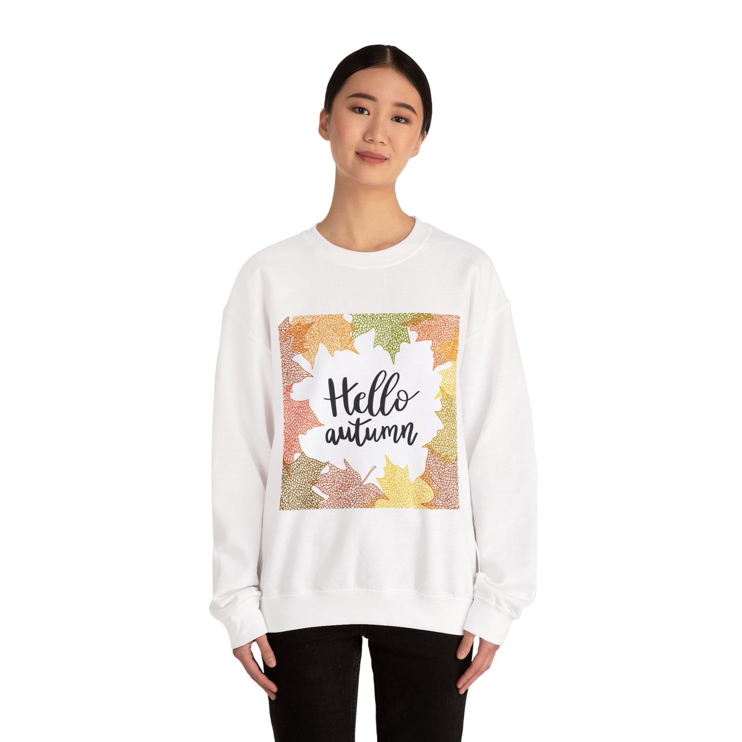 Autumn Vibes Crewneck Sweatshirt, Comfortable Fall Apparel, Unisex Sweater for Cozy Days, Perfect Gift for Fall Lovers, Hello Autumn Design