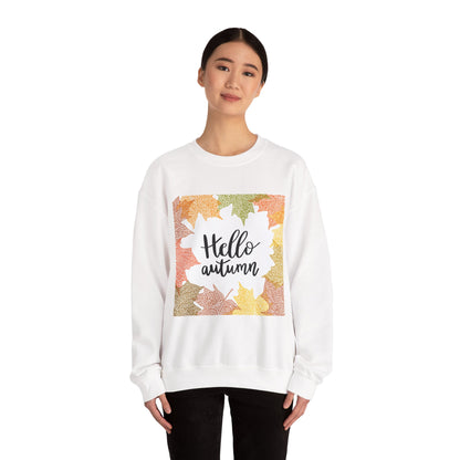 Autumn Vibes Crewneck Sweatshirt, Comfortable Fall Apparel, Unisex Sweater for Cozy Days, Perfect Gift for Fall Lovers, Hello Autumn Design