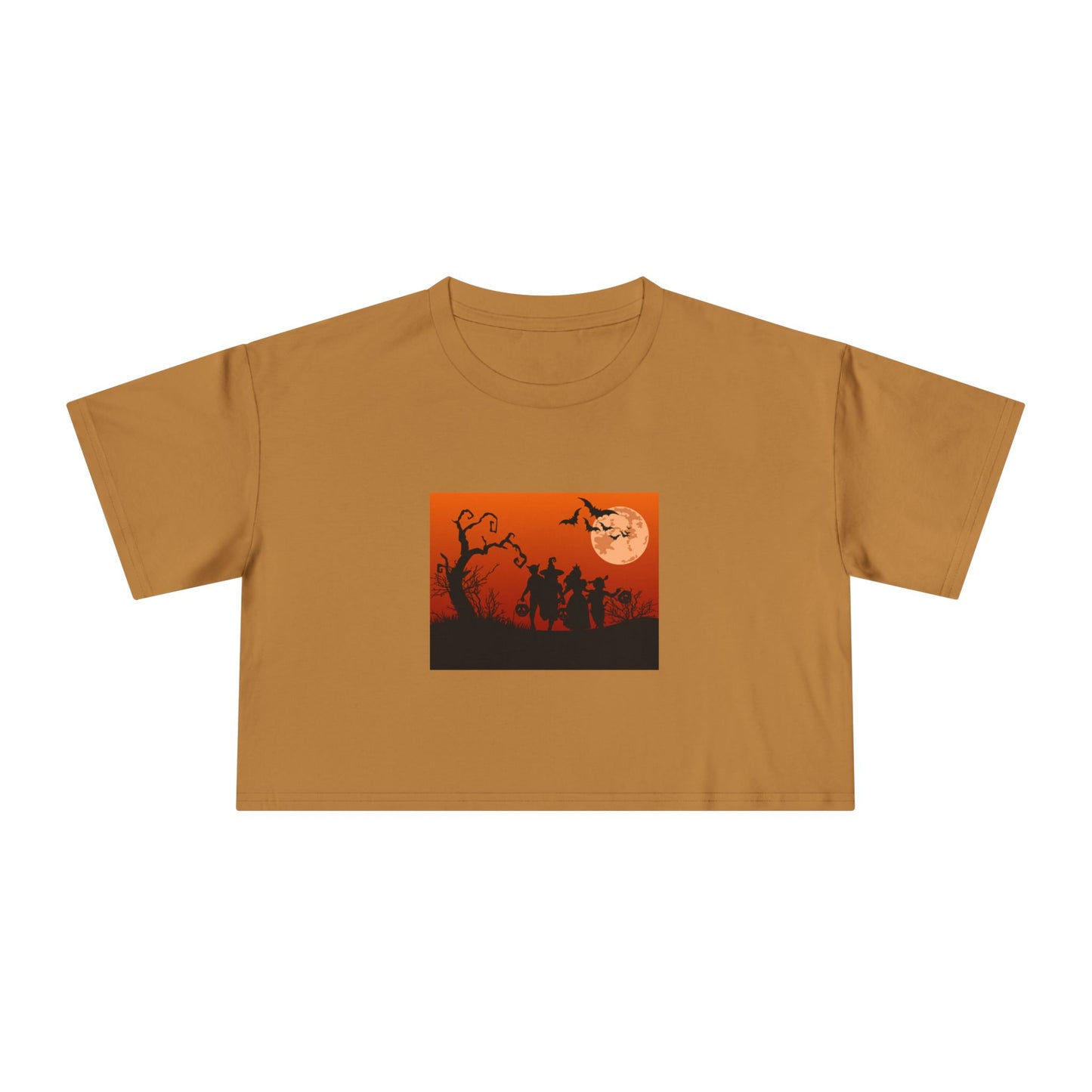 Spooky Autumn Women's Crop Tee, Halloween Shirt, Casual Fall Top, Trendy Graphic Tee, Seasonal Fashion, Gift for Her