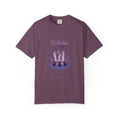 Witches Garment-Dyed T-Shirt | Mystical Apparel for Halloween, Witchy Vibes, Unique Gift, Casual Wear - MaisonThreadory