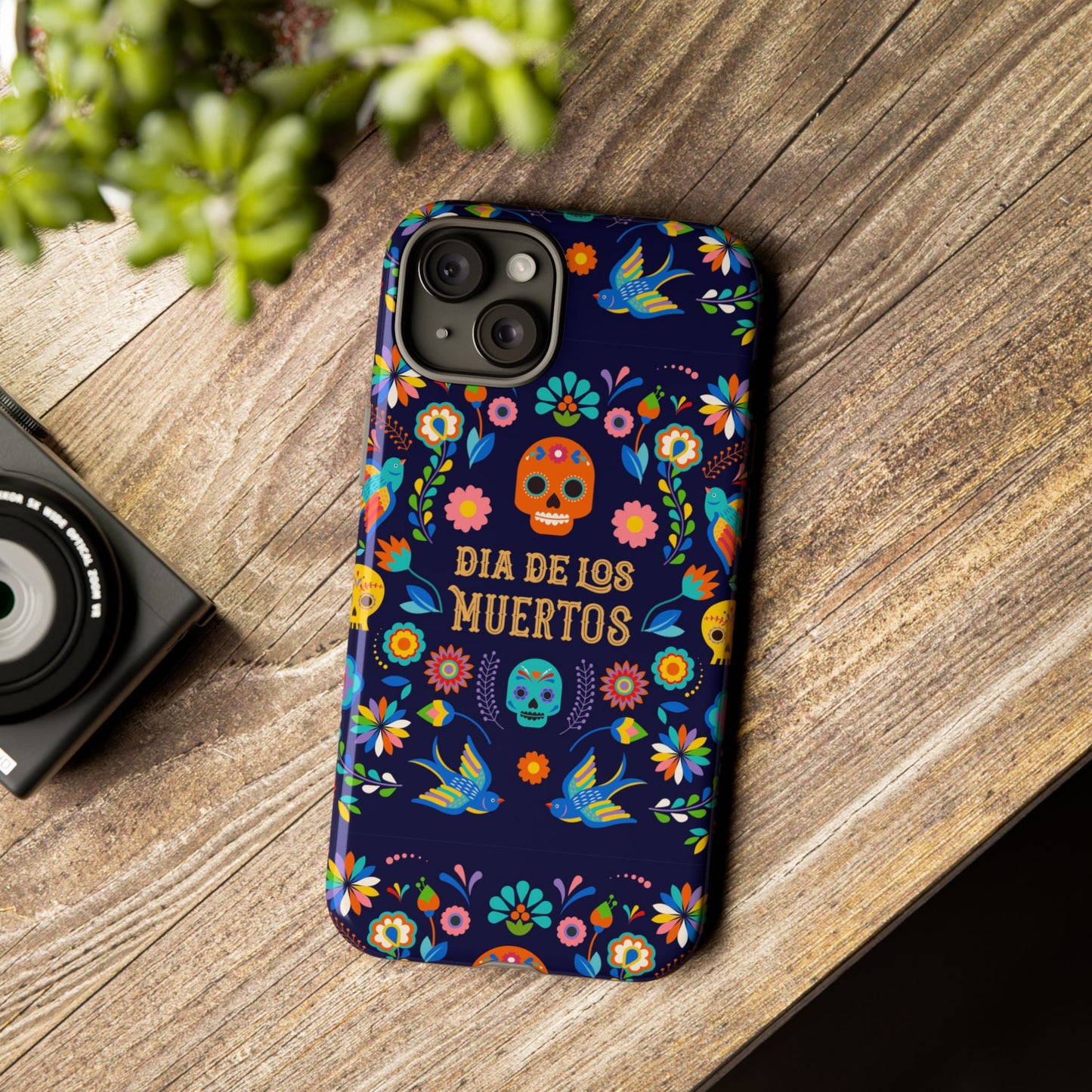 Colorful Dia de los Muertos Phone Case, Skull Design, Floral Phone Cover, Sugar Skull Accessories, Day of the Dead Gift