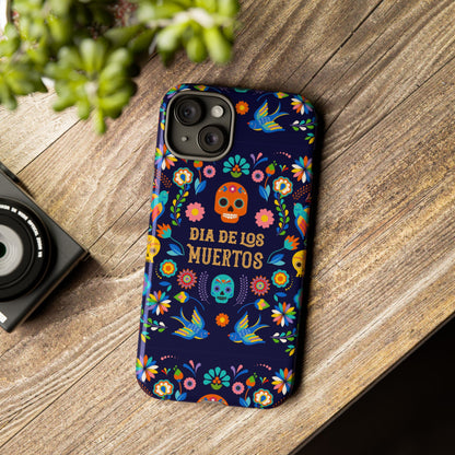 Colorful Dia de los Muertos Phone Case, Skull Design, Floral Phone Cover, Sugar Skull Accessories, Day of the Dead Gift