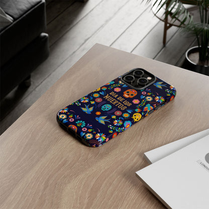 Colorful Dia de los Muertos Phone Case, Skull Design, Floral Phone Cover, Sugar Skull Accessories, Day of the Dead Gift