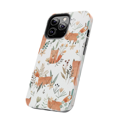 Floral Fox Phone Case, Tough Phone Cases for Nature Lovers, Cute Animal Phone Cover, Gift for Friends, Wildflower Design