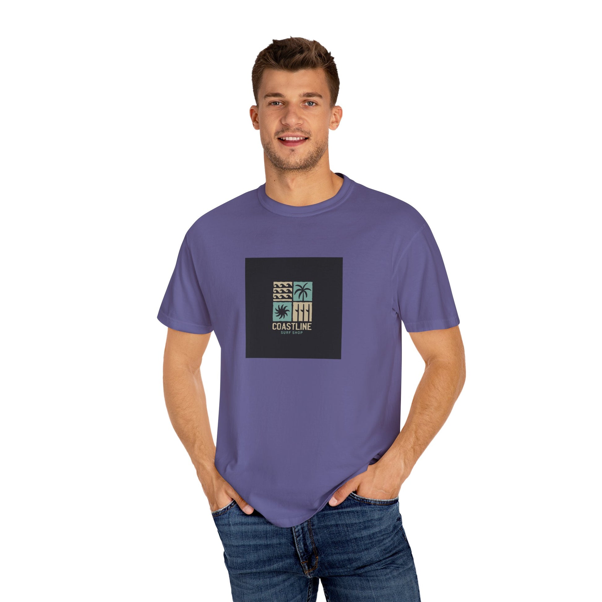 Coastline T-Shirt, Unisex Garment-Dyed Tee, Casual Summer Wear, Coastal Vibes, Beach Day Apparel, Vacation Essential - MaisonThreadory
