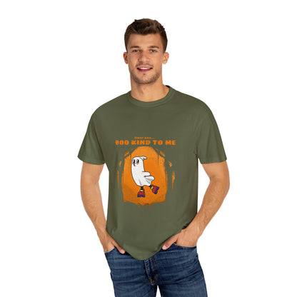Playful Message T-Shirt: Boo Kind To Me, Funny Graphic Tee, Unisex Cotton Top, Casual Wear, Gift for Friends - MaisonThreadory