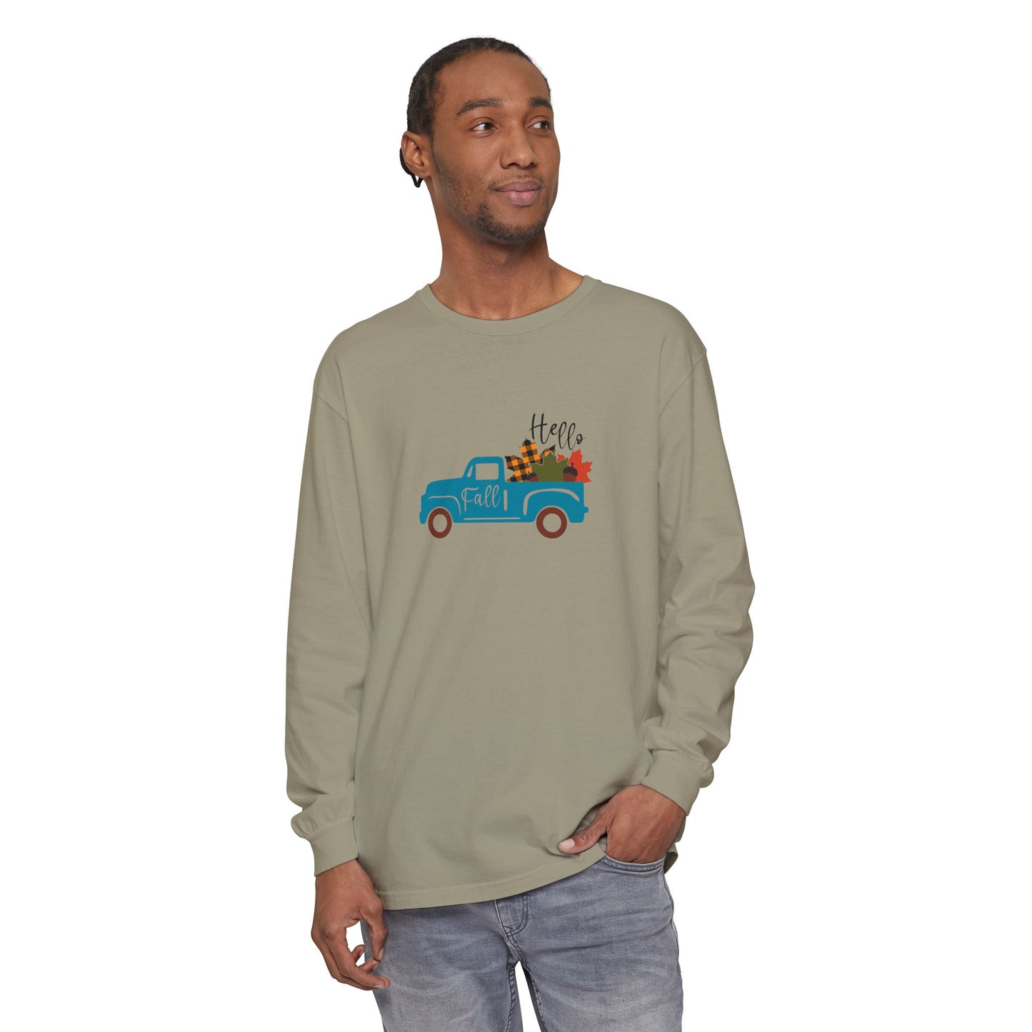 Hello Fall Long Sleeve T-Shirt, Unisex Seasonal Tee, Cozy Autumn Apparel, Thanksgiving Gift, Cute Outdoor Shirt - MaisonThreadory