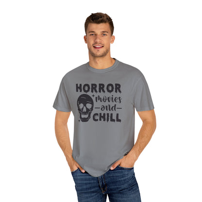 Horror Movies and Chill T-Shirt, Perfect for Halloween, Movie Nights, Gifts for Horror Fans, Unisex Graphic Tee, Soft Cotton Casual Wear