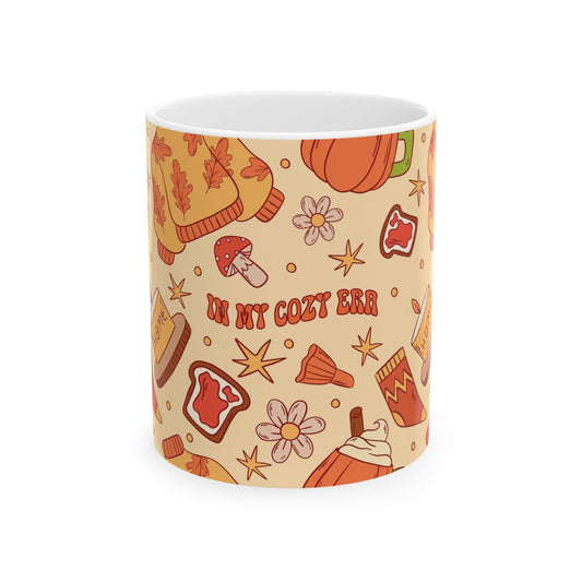 Cozy Vibes Ceramic Mug - Fall Inspired Drinkware, Perfect for Autumn, Gifts for Coffee Lovers, Cute Hot Chocolate Cup, 'In My Cozy Era' - MaisonThreadory